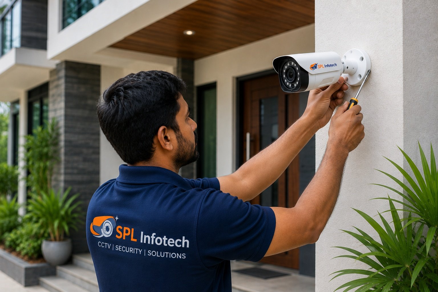 Home exterior CCTV security installation